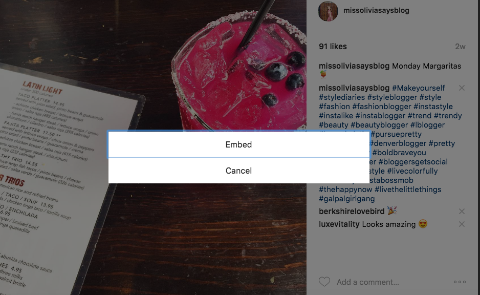 How to embed Instagram photos in blog posts